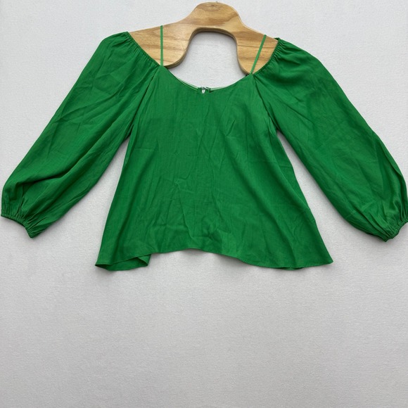 Tuckernuck Pomander Place Green‎ Balloon Sleeve Top Women's M Medium Blouse - Picture 2 of 7